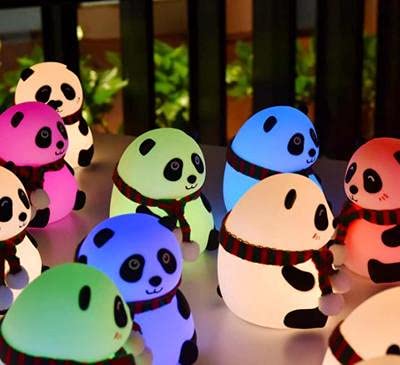 Rechargeable 7-Color Silicone Panda Night Lamp | Touch-Sensitive LED Kids Room Light | Color Changing Baby Night Light | Bedroom Decorative Lamp | BPA-Free Safe Children's Lamp | USB Powered Cute Animal Night Light | Portable Bedside Lamp
