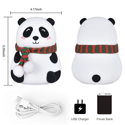 Rechargeable 7-Color Silicone Panda Night Lamp | Touch-Sensitive LED Kids Room Light | Color Changing Baby Night Light | Bedroom Decorative Lamp | BPA-Free Safe Children's Lamp | USB Powered Cute Animal Night Light | Portable Bedside Lamp