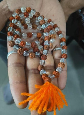 Natural Sphatic Rudraksha Mala