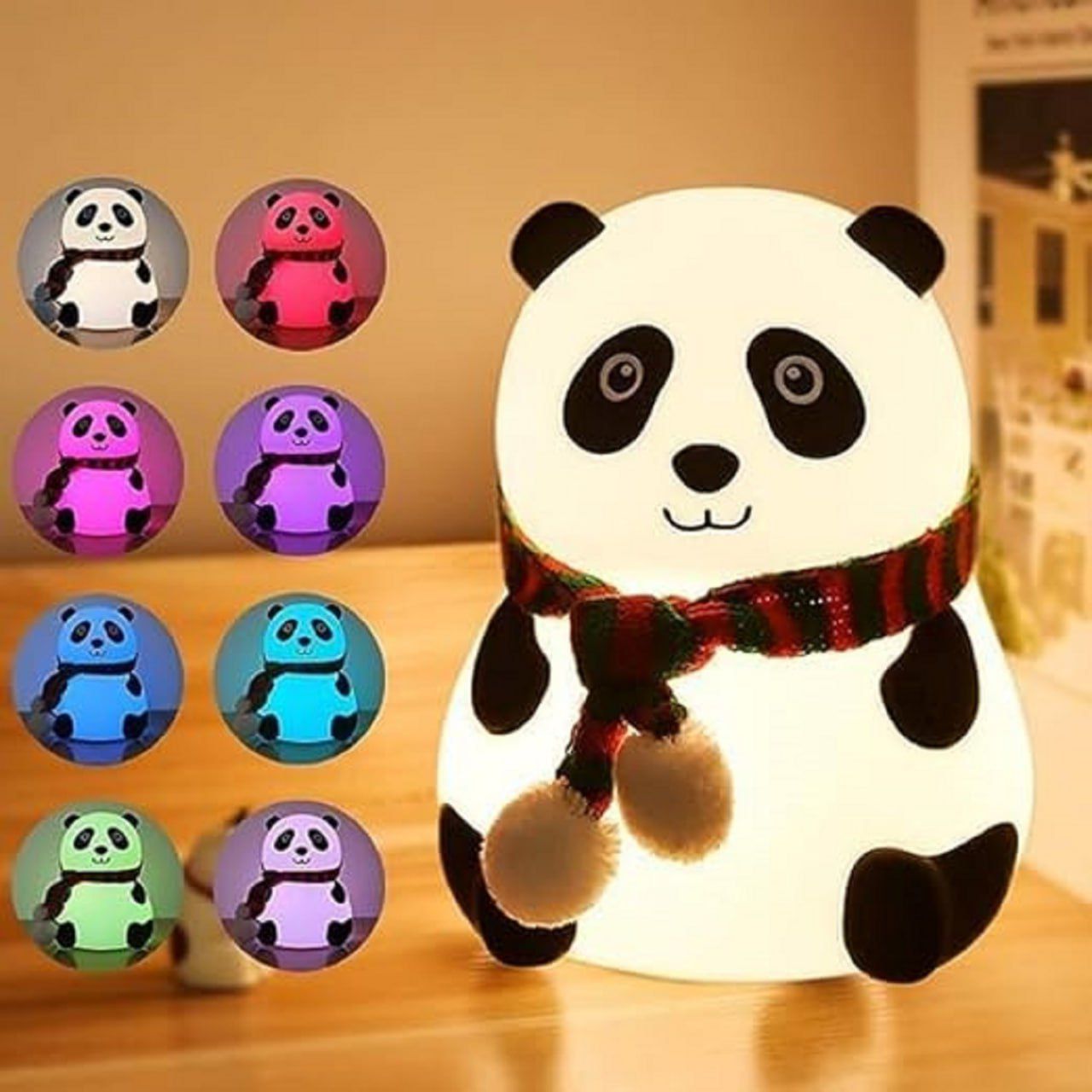 Rechargeable 7-Color Silicone Panda Night Lamp | Touch-Sensitive LED Kids Room Light | Color Changing Baby Night Light | Bedroom Decorative Lamp | BPA-Free Safe Children's Lamp | USB Powered Cute Animal Night Light | Portable Bedside Lamp