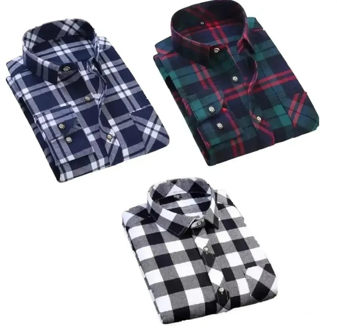 Men's Casual Flannel Shirt, Long Sleeve, Plaid Pattern