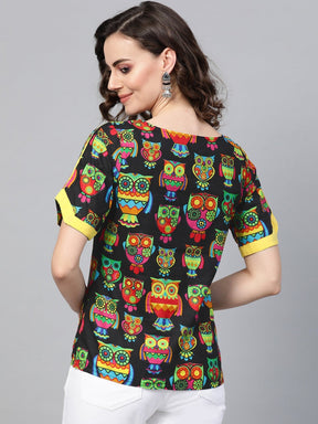 Pannkh Women's Owl Print Top