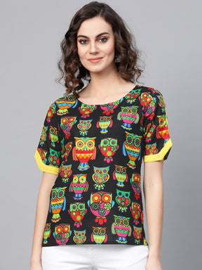 Pannkh Women's Owl Print Top