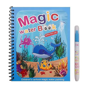 Reusable Magic Water Quick Dry Book for Water Coloring with Magic Pen Painting (Multi Color, 4)