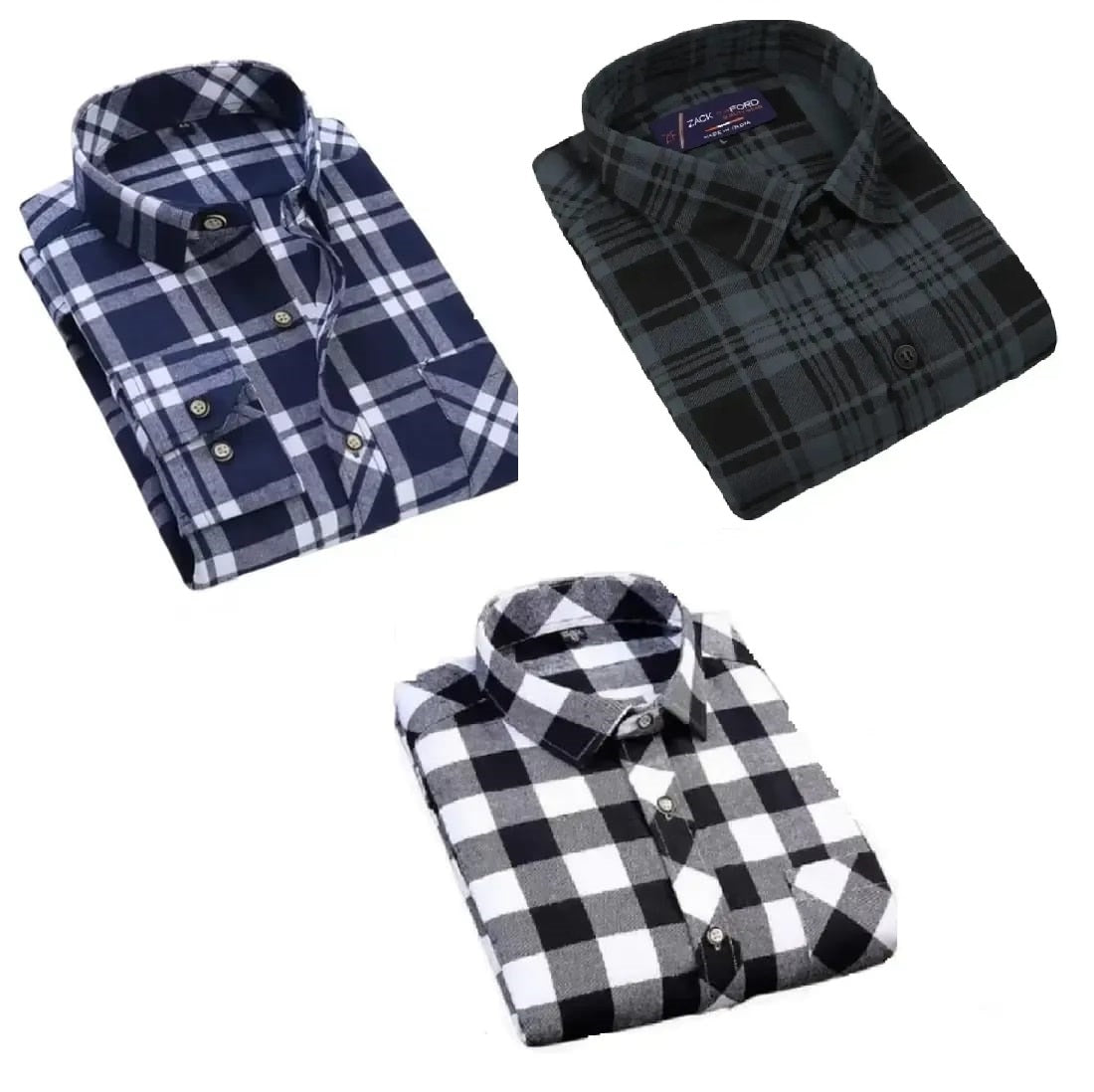 Men's Casual Flannel Shirt, Long Sleeve, Plaid Pattern