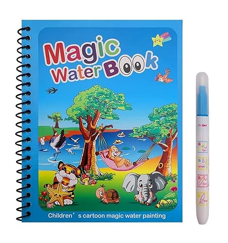 Reusable Magic Water Quick Dry Book for Water Coloring with Magic Pen Painting (Multi Color, 4)